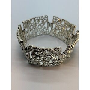 Bracelet Vintage Filigree Silver Tone Panel Link Elegant Design
